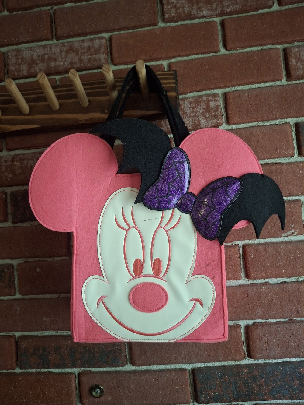 Pink Minnie Mouse Ear Trick-or-Treat Bag with Purple Bow